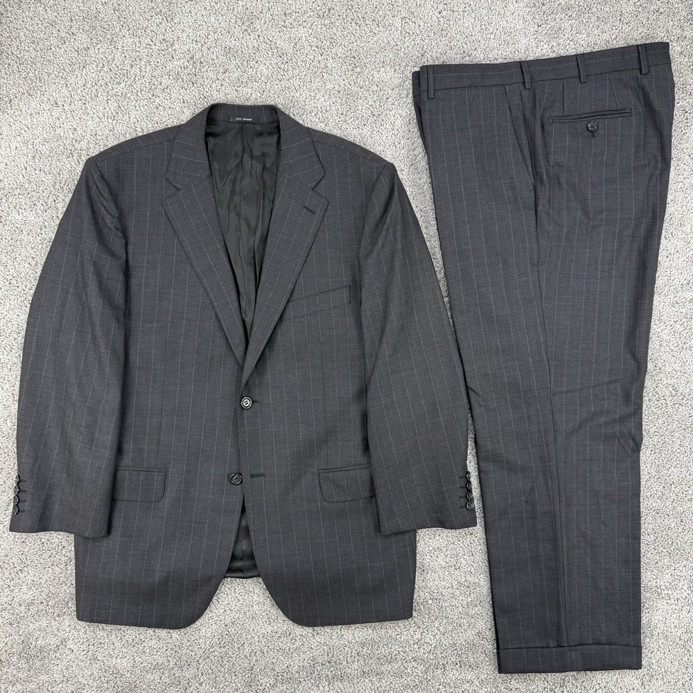 Mattarazi Uomo Suit Men's 44/38x29 Gray Pinstripe 100% Wool Super 150s Cuffs